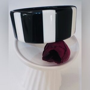 Mod Black and White Striped Cased Bangle